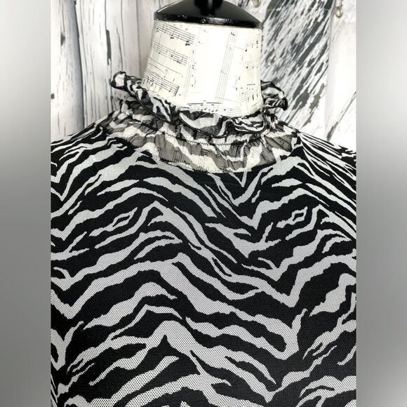 Zara Zebra Print Dress Mesh Size L - Picture 5 of 8
